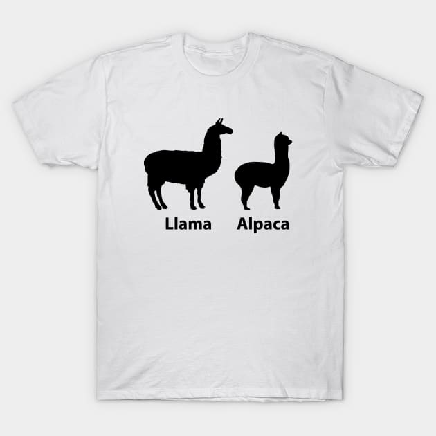 Llama vs Alpaca Silhouette - The Difference Between a Llama and an Alpaca T-Shirt by AustralianMate